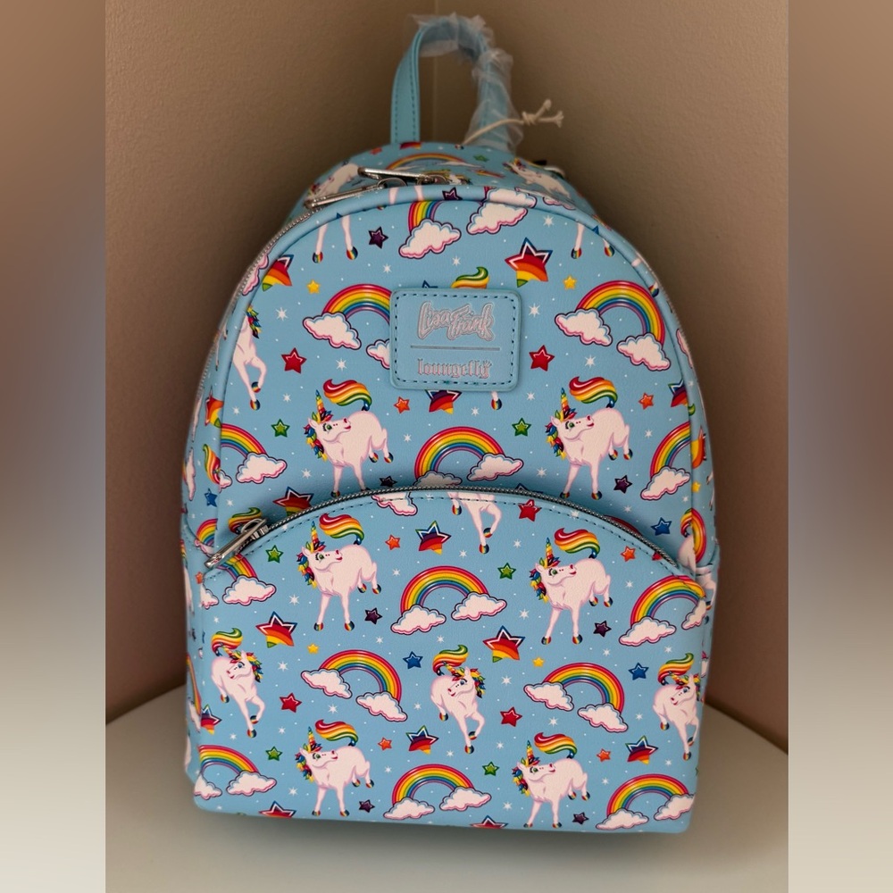 LOUNGEFLY LISA FRANK Markie All Over Print Unicorn Mini Backpack